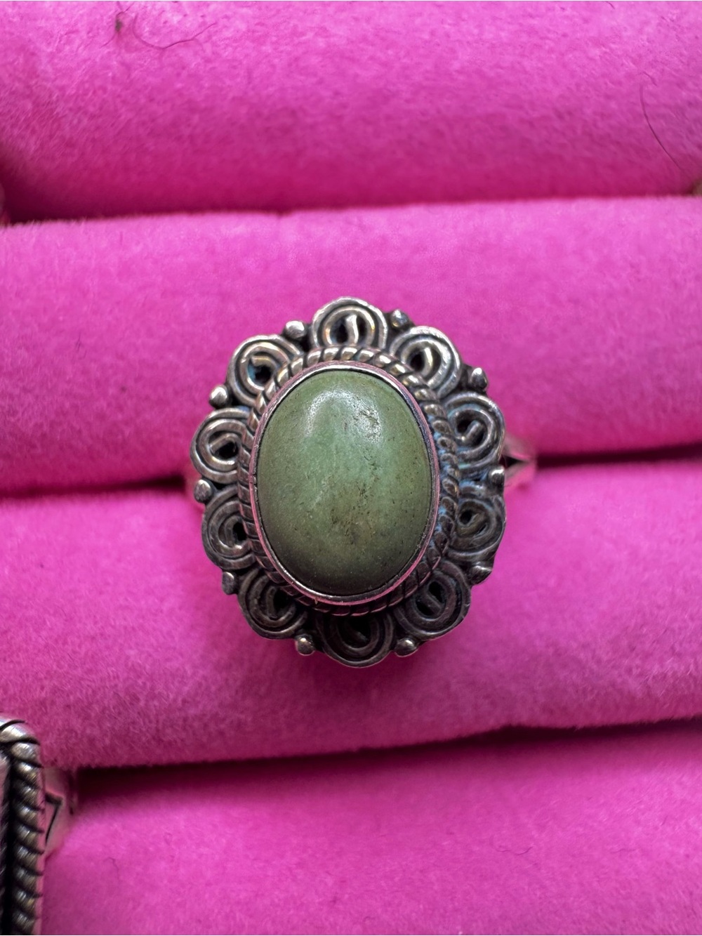 Vintage Silver Ring with Green Turquoise Stone